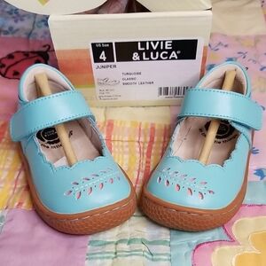 Livie & Luca Turquoise Juniper Leather Mary Jane With Cutouts Size 4 New in Box